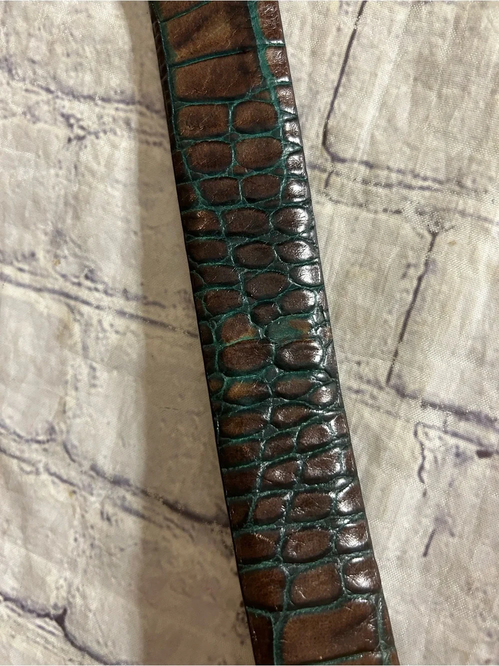 BILL LAVIN “SOFT COLLECTION “ 2-TONE BROWN & TEAL BLUE HANDMADE CROC ITALY BELT